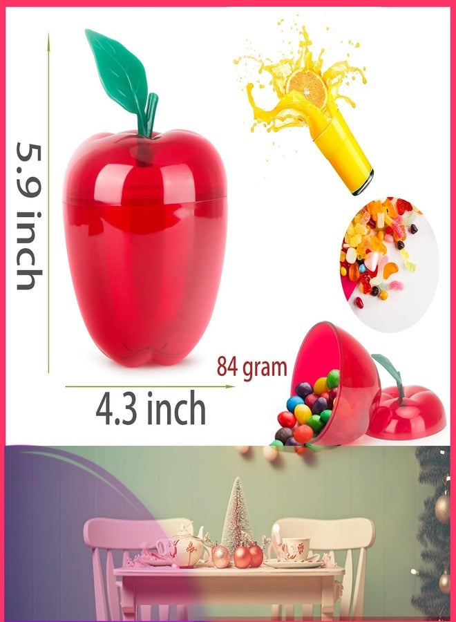 heffiso Plastic Apple Container Jars 5.9-Inch Apple Shape Cookie Jars, Festival Cookie Container Set for Christmas Decoration, Lovely Candy Cookie Jar (4 in Red) - Image 2
